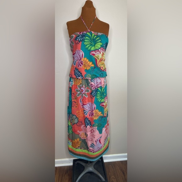 O’Neill Floral Strapless Dress Elastic Waistband Size Medium - Picture 1 of 8